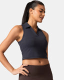 Sorona Sleeveless Crop Polo Tank – Slim-Fit