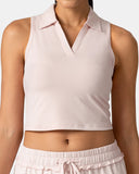 Sorona Sleeveless Crop Polo Tank – Slim-Fit