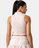 Sorona Sleeveless Crop Polo Tank – Slim-Fit