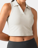 Sorona Sleeveless Crop Polo Tank – Slim-Fit