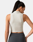 Sorona Sleeveless Crop Polo Tank – Slim-Fit