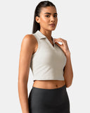 Sorona Sleeveless Crop Polo Tank – Slim-Fit