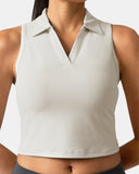 Sorona Sleeveless Crop Polo Tank – Slim-Fit