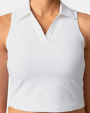 Sorona Sleeveless Crop Polo Tank – Slim-Fit