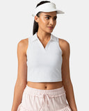 Sorona Sleeveless Crop Polo Tank – Slim-Fit