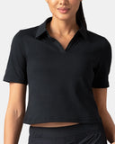 Sorona V-Neck Cropped Polo Shirt – Relaxed Fit