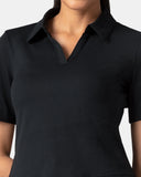 Sorona V-Neck Cropped Polo Shirt – Relaxed Fit