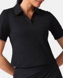 Sorona V-Neck Cropped Polo Shirt – Relaxed Fit