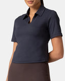 Sorona V-Neck Cropped Polo Shirt – Relaxed Fit