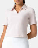 Sorona V-Neck Cropped Polo Shirt – Relaxed Fit