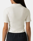 Sorona V-Neck Cropped Polo Shirt – Relaxed Fit