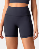 Dreamlux High Waisted No Front Seam 6" Biker Short w/ Pockets
