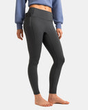 Fleece Lined No Front Seam 26.5" Thermal Leggings w/ Pockets