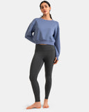 Fleece Lined No Front Seam 26.5" Thermal Leggings w/ Pockets