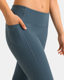 Fleece Lined No Front Seam 26.5" Thermal Leggings w/ Pockets