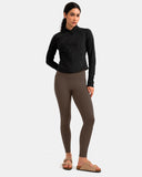 Fleece Lined No Front Seam 26.5" Thermal Leggings w/ Pockets