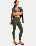 Fleece Lined No Front Seam 26.5" Thermal Leggings w/ Pockets
