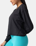 Sorona Oversized Long Sleeve Top w/ Twisted Open Back