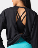 Sorona Oversized Long Sleeve Top w/ Twisted Open Back