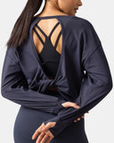 Sorona Oversized Long Sleeve Top w/ Twisted Open Back