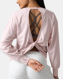 Sorona Oversized Long Sleeve Top w/ Twisted Open Back