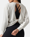 Sorona Oversized Long Sleeve Top w/ Twisted Open Back
