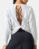 Sorona Oversized Long Sleeve Top w/ Twisted Open Back