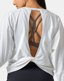 Sorona Oversized Long Sleeve Top w/ Twisted Open Back