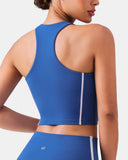 Dreamlux Cropped Racerback Tank Top w/ Contrast Stripes