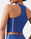 Dreamlux Cropped Racerback Tank Top w/ Contrast Stripes