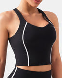 Dreamlux Cropped Racerback Tank Top w/ Contrast Stripes
