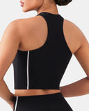 Dreamlux Cropped Racerback Tank Top w/ Contrast Stripes