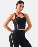 Dreamlux Cropped Racerback Tank Top w/ Contrast Stripes