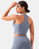 Dreamlux Cropped Racerback Tank Top w/ Contrast Stripes