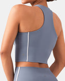 Dreamlux Cropped Racerback Tank Top w/ Contrast Stripes