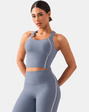 Dreamlux Cropped Racerback Tank Top w/ Contrast Stripes