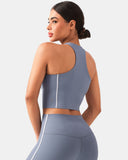 Dreamlux Cropped Racerback Tank Top w/ Contrast Stripes