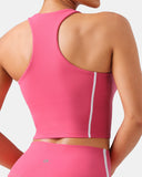 Dreamlux Cropped Racerback Tank Top w/ Contrast Stripes