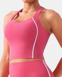 Dreamlux Cropped Racerback Tank Top w/ Contrast Stripes