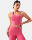 Dreamlux Cropped Racerback Tank Top w/ Contrast Stripes