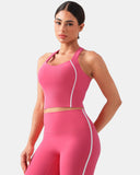 Dreamlux Cropped Racerback Tank Top w/ Contrast Stripes