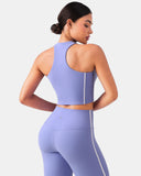 Dreamlux Cropped Racerback Tank Top w/ Contrast Stripes
