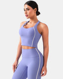 Dreamlux Cropped Racerback Tank Top w/ Contrast Stripes