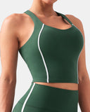 Dreamlux Cropped Racerback Tank Top w/ Contrast Stripes