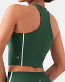 Dreamlux Cropped Racerback Tank Top w/ Contrast Stripes