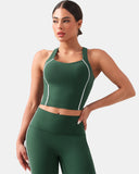 Dreamlux Cropped Racerback Tank Top w/ Contrast Stripes