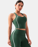 Dreamlux Cropped Racerback Tank Top w/ Contrast Stripes