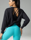 Sorona Oversized Long Sleeve Top w/ Twisted Open Back