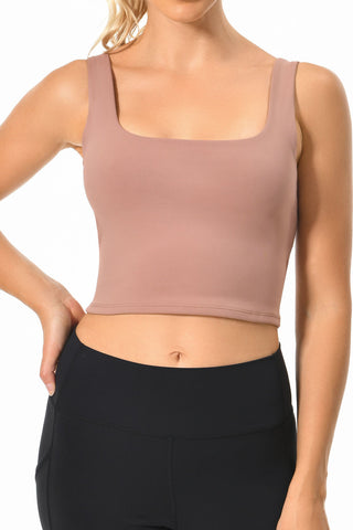 Two-Tone Cropped Tank Top - Charcoal/Ivory