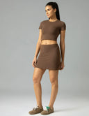 Dreamlux High Waisted Seamless Work Skirt w/ Built-in Shorts & Pockets